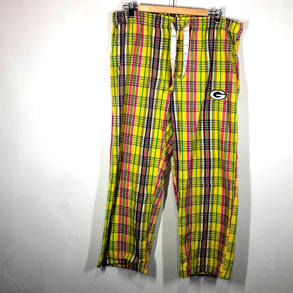 NFL Green Bay Packers yellow plaid PJ pants size large